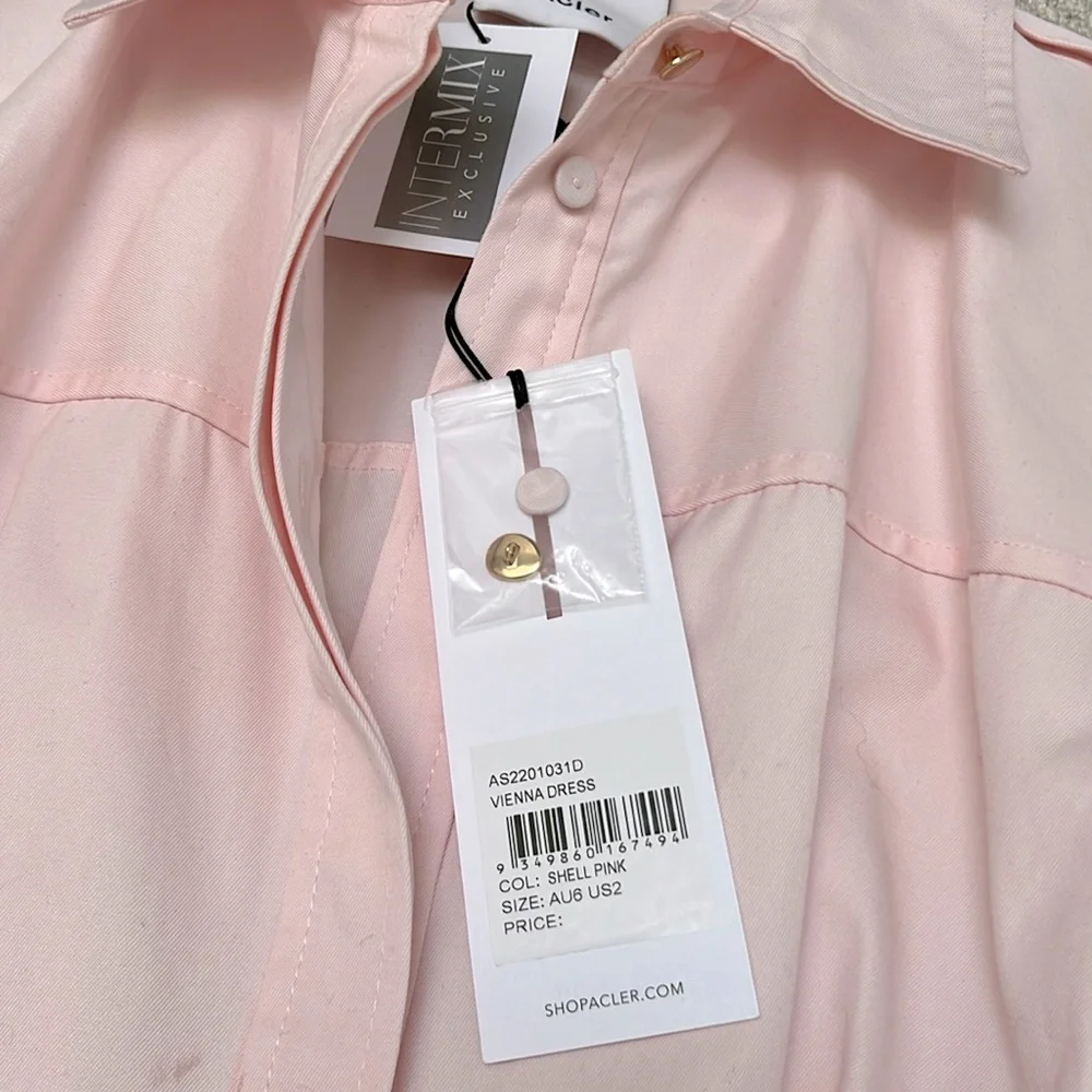 ACLER Vienna Cotton Mini Dress in Pink with Gold Hardware - Picture 8 of 12